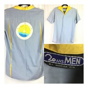 VTG 80 Mariea Kim Sailing Loop Collar Button Shirt